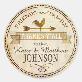 Pegatina Redonda Vane, una granja de cosecha de vintage