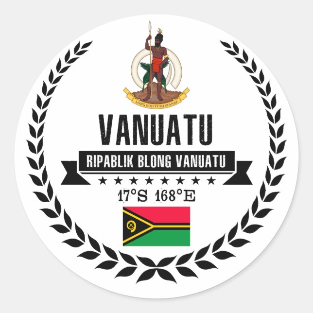 Pegatina Redonda Vanuatu (Anverso)