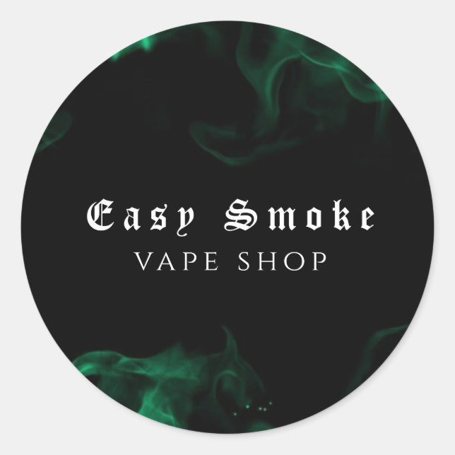 Pegatina Redonda Vape Shop Green Business (Anverso)