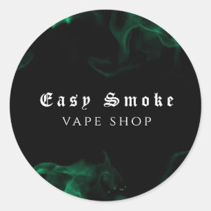 Pegatina Redonda Vape Shop Green Business