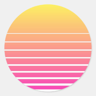 Pegatina Redonda Vaporwave Sun