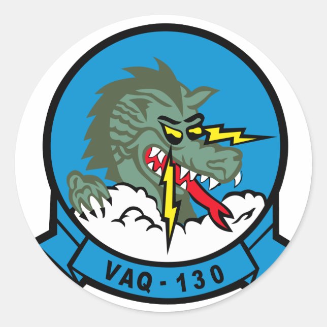 Pegatina Redonda VAQ-130 Zappers (Anverso)
