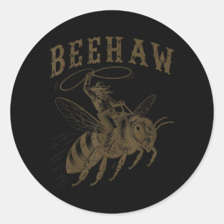 Pegatina Redonda Vaqueiro Beehaw Occidental Juego Divertido Apicult