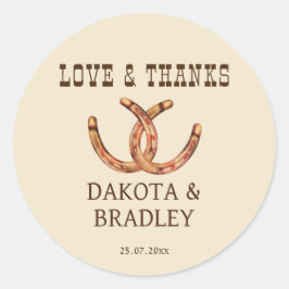 Pegatina Redonda Vaquera del suroeste gracias occidental