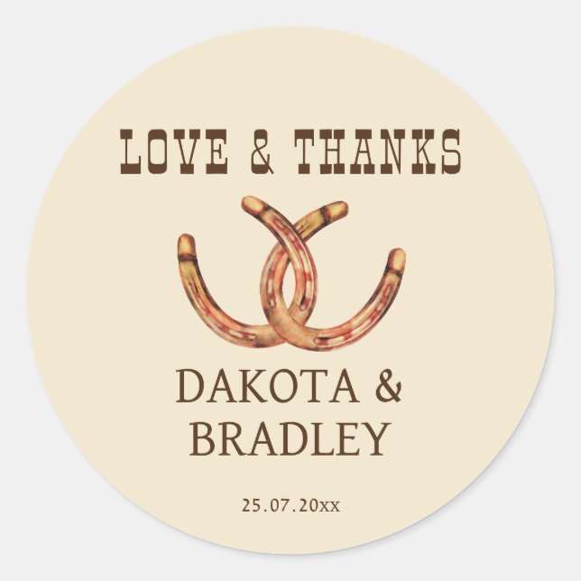 Pegatina Redonda Vaquera del suroeste occidental gracias (Anverso)