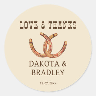 Pegatina Redonda Vaquera del suroeste occidental gracias