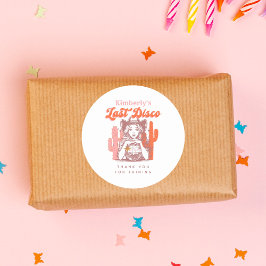 Pegatina Redonda Vaquera Retro Último Disco Despedida de Soltera Gr