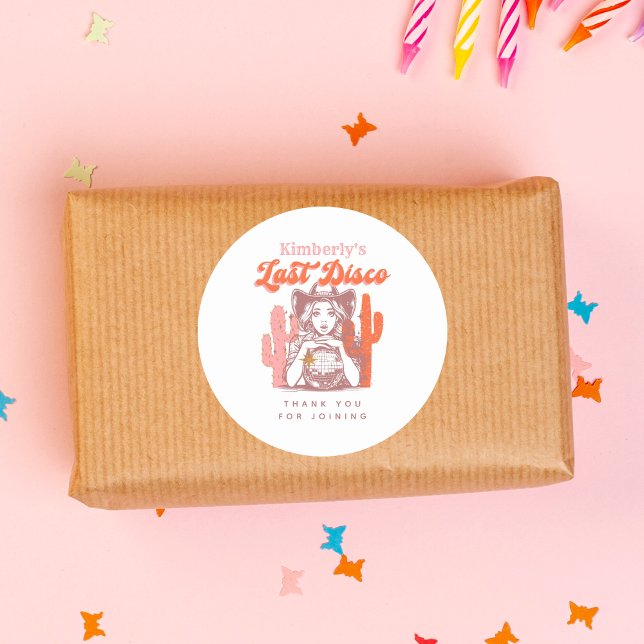 Pegatina Redonda Vaquera Retro Último Disco Despedida de Soltera Gr (Subido por el creador)