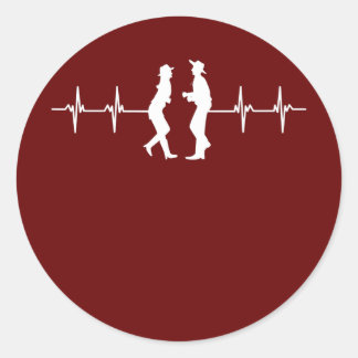 Pegatina Redonda Vaquero de danza cuadrada bailando profesora de da