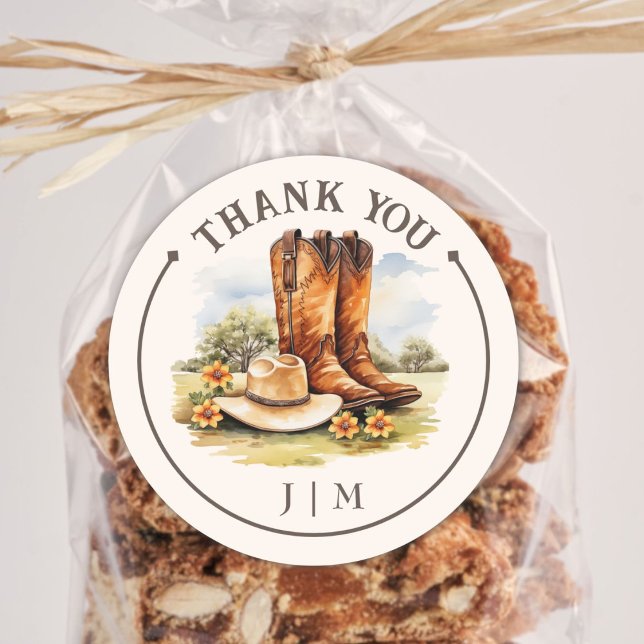 Pegatina Redonda Vaquero del país occidental bota a Boda ruso (Subido por el creador)