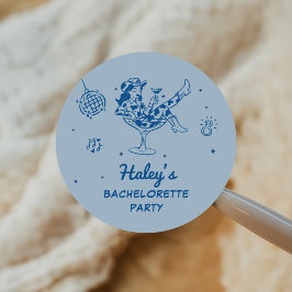 Pegatina Redonda Vaquero Disco Azul Rodeo Weekend de Despedida de S