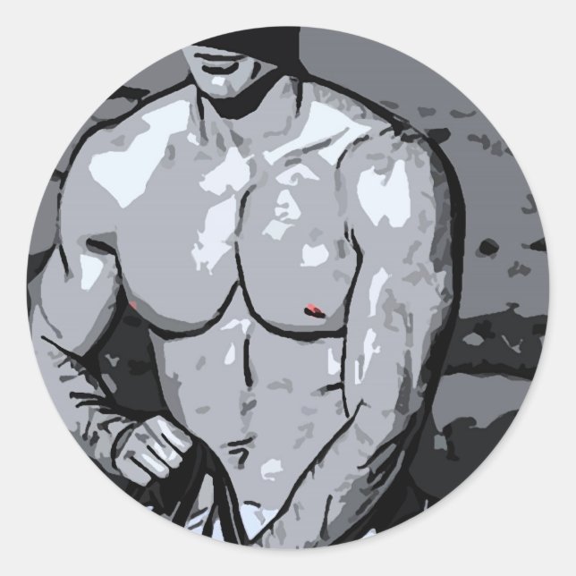 Pegatina Redonda Vaquero en bicicleta (Anverso)