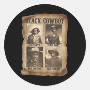 Pegatina Redonda Vaquero Negro Rodeo Occidental Melanina Historia N