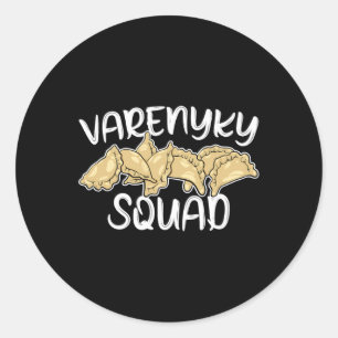 Pegatina Redonda Varenyky Squad Divertida Cocina Ucraniana Ucrania 
