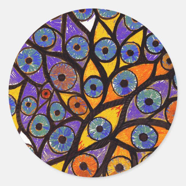 Pegatina Redonda Varios ojos (Anverso)