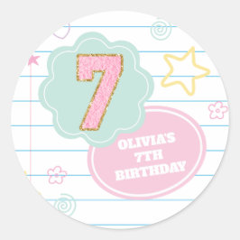 Pegatina Redonda Varsity preppy cuaderno de parche pastel de parche