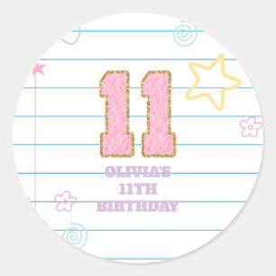 Pegatina Redonda Varsity preppy parche portátil pastel 11º cumpleañ