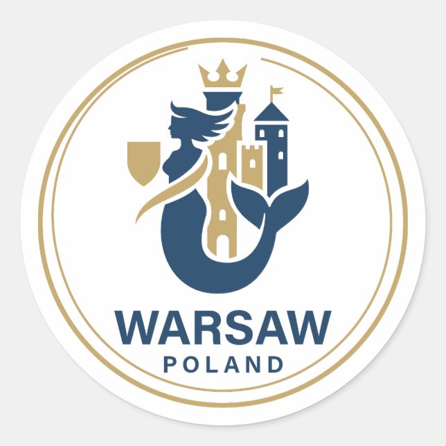 Pegatina Redonda Varsovia Polonia Europa (Anverso)