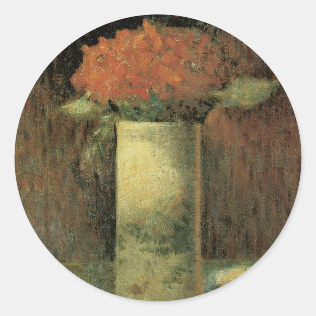Pegatina Redonda Vase de flores (Anverso)