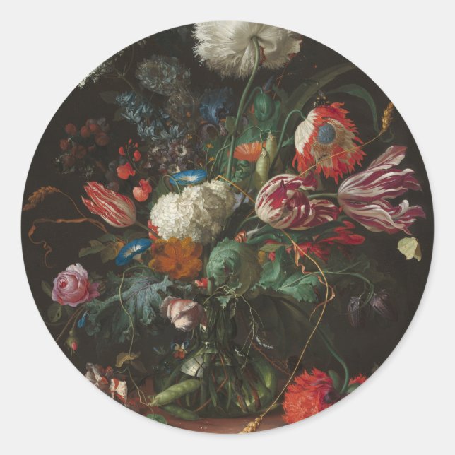Pegatina Redonda Vase de flores - Jan Davidsz. de Heem (Anverso)