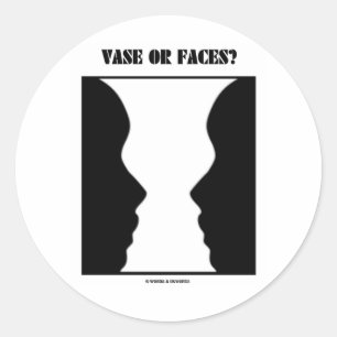Pegatina Redonda ¿Vase O Caras? (Ilusión óptica)