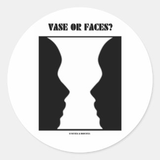 Pegatina Redonda ¿Vase O Caras? (Ilusión óptica)