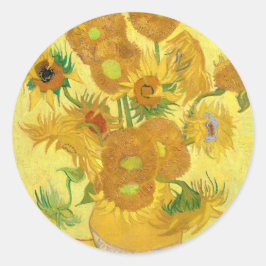 Pegatina Redonda Vase with fifteen sunflowers by Vincent Van Gogh