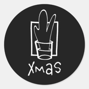 Pegatina Redonda Vaso de chupito Navideño Maravilloso