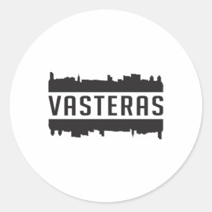 Pegatina Redonda Vasteras Suecia City Skyline Cityscape Funny Gift