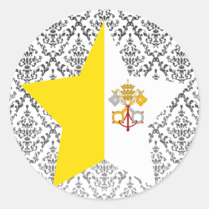 Pegatina Redonda Vatican+Estrella de la ciudad