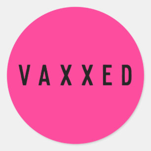 Pegatina Redonda Vaxxed   Covid-19 Vacunado Fun Neon Pink