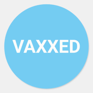 Pegatina Redonda Vaxxed Vacunado Covid azul claro
