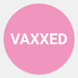Pegatina Redonda Vaxxed Vacunado Covid blanco rosado