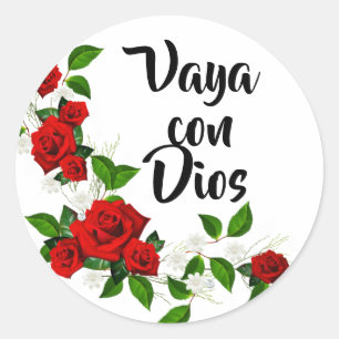 Pegatina Redonda Vaya Con Dios Roses Rojos