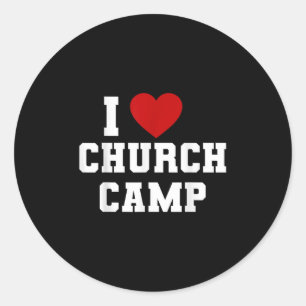 Pegatina Redonda Vbs amo el campamento de la iglesia Escuela Bíblic