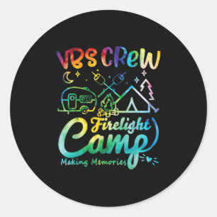 Pegatina Redonda Vbs Crew Camp Fuego de Campamento Escuela Bíblica