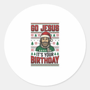 Pegatina Redonda Ve Jesús Camiseta Vintage Cumpleaños Navidad