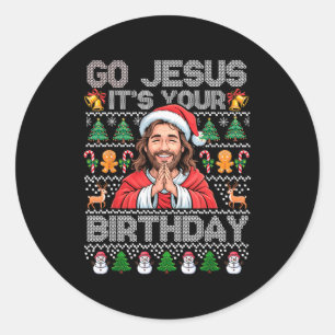 Pegatina Redonda Ve Jesús Es Tu Cumpleaños Feliz Navidad Niño Niña