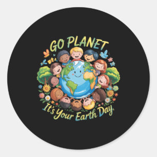 Pegatina Redonda Ve planeta Día de la Tierra 2026 Profesor Niños Li