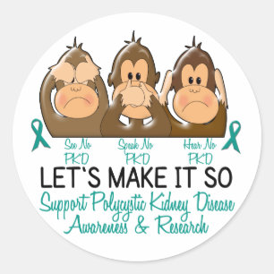 Pegatina Redonda Vea que hablar no oiga ninguna enfermedad de riñ