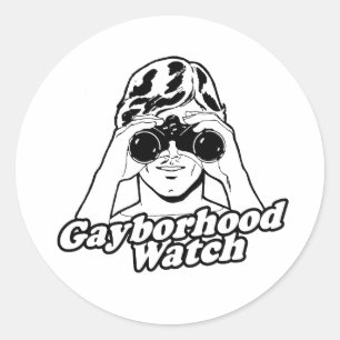 PEGATINA REDONDA VECINDARIO GAY EN ALERTA
