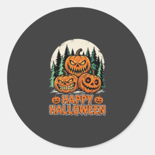 Pegatina Redonda Vector de bosque de calabaza espeluznante de Hallo