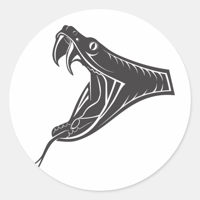 Pegatina Redonda vector de cabeza de serpiente (Anverso)