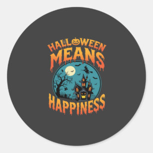 Pegatina Redonda Vector de Casa Embrujada de Felicidad de Halloween