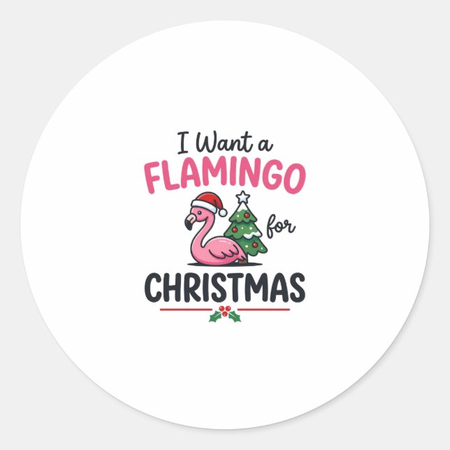 Pegatina Redonda Vector de cita de Navidad de flamenco (Anverso)