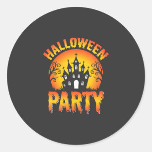 Pegatina Redonda Vector de fiesta de casa embrujada de Halloween