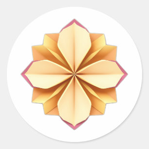 Pegatina Redonda Vector de flor de papel de origen