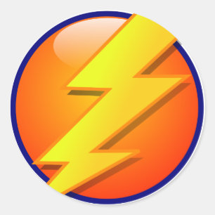 Pegatina Redonda vector de icono de energía de orina de rayos