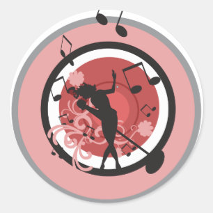 Pegatina Redonda vector diva de la música