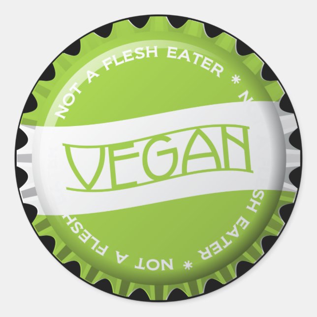 Pegatina Redonda Vegan Bottlecap (Anverso)
